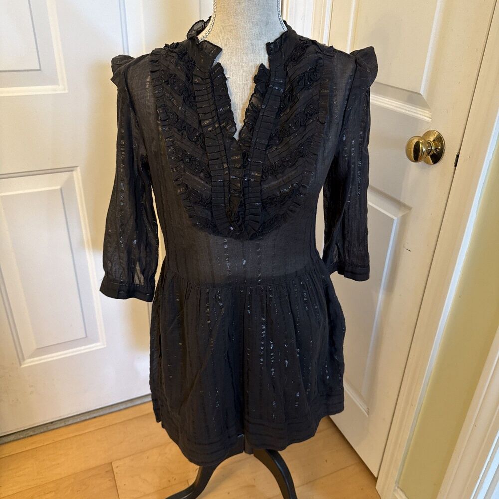 WITH POCKETS Staring at Stars long sleeved Sheer Whimsygoth black dress Size M